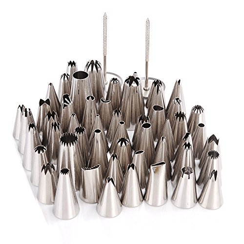 LIHAO 52 tlg Spritztüllen Set Edelstahl Blumennagel Garniertülle für Spritzbeutel Tortenspritze Dekoration - 3