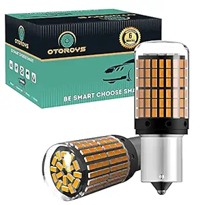 OTOROYS 6 MONTHS WARRANTY 2800 Lumen 3014 Chipset 144 SMD Yellow Canbus Error Free Led Turn Signal Light Led Bulb Front Rear Turn Signal Bulb (BAU 15S ) Set Of 2