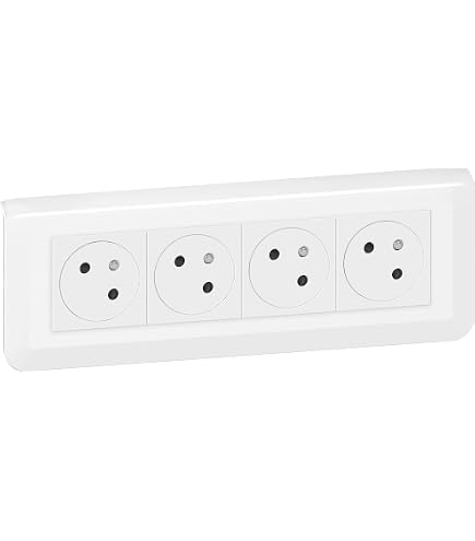 Prise électrique 2P+T Affleurante Legrand Mosaic - Blanc, 45x45 Mm, Clippage Sur Goulotte