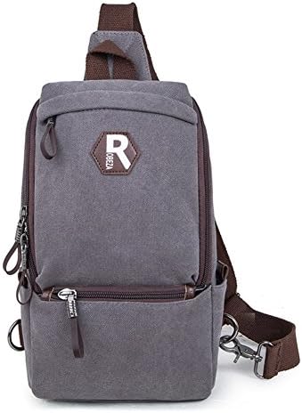 Adjustment Buckles Chest Bag,Vintage Canvas Mens Bag Bodycross Left And Right Adjustment Buckles Small Messenger Laptop For Work For Travel-gray 16x7x30cm(6.4x2.8x12inch)