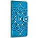 Produktbild Saceebe kompatibel mit Huawei Honor V20/View 20 Hülle Leder Flip Case Datura Blumen geprägte Leder Rhinestonegurt Lanyard Handyhülle Schutz Ledertasche Handytasche kratzfest stoßfest Schutzhülle,blau