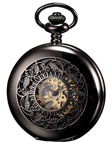 KS Herren Damen Skelettuhr Mechanisch Taschenuhr Schwarze Zifferblatt KSP047 KS Herren Damen Skelettuhr Mechanisch Taschenuhr Schwarze Zifferblatt KSP047