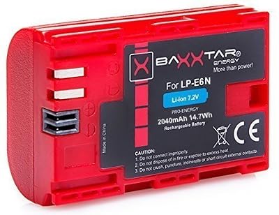 Baxxtar Bundlestar BAXXTAR PRO ENERGY Batterie de qualité pour Canon LP-E6N (2040mAh) avec Info Chip - Système de batterie intelligent "prochaine génération"
