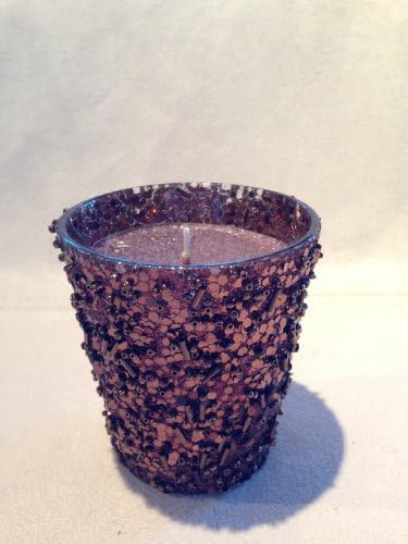 Beautiful glitter and sequence glass candle - BROWN/BRONZE Tones