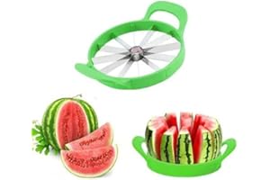 offershop Taglia Affetta Affettatrice Melone Anguria Cocomero Frutta 12 Fette Uniformi Manuale Lame Acciao Inox Antiruggine Impugnature Antiscivolo (Arancione)