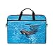 Produktbild Ahomy 14 Zoll Laptoptasche, Delfin, schwimmendes blaues Wasser tropisches Meer Segeltuch Laptoptasche Bussiness Handtasche mit Schultergurt für Damen und Herren