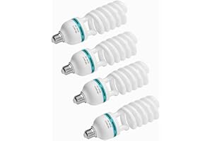 Andoer 4 x FLampadina per Studio Fotografico, Lampadine Fotografiche Lampadina Fluorescente a Spirale Luce Diurna Cri90 Presa a Risparmio Energetico per Fotografia in Studio Illuminazione Video