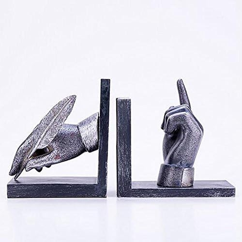 Set of 2 Bookends Resin Hand Style Handicrafts, Book Ends for Office or Study Room Home Shelf Decorative
