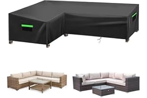 Neuradical 420D Gartenmöbel Abdeckung L-förmiger Gartensofabezug,Wasserdicht Rattanmöbelset Abdeckplane für Ecksofa-215x215x87x80/66cm