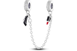 Hapour 925 de Plata de Ley Cadena de Seguridad para Pulseras Charms Dangle Colgantes Abalorios Joyería Regalo para Mujeres Niñas