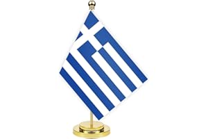 PETITE PINE Griechenland Schreibtisch Flagge, 30cm großes kleines GriechischGriechisch Banner im Freien, winziges Drucken Dekor für Büro Home Tisch desk Greece