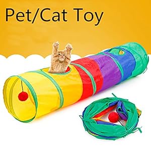 STRIR Gato Juguetes Túnel con 2 Agujeros para Explorar 115 * 25cm