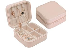 kpfight Caja Joyero Pequeña para pendientes, Anillos y Aretes - Mini Caja Almacenamiento Portable de Joyería para Niña y Mujer - Jewelry Organizer