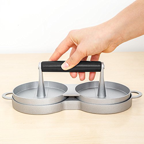 TecTake Doppel Hamburgerpresse Burgerpresse – silber/schwarz – - 3