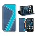 Produktbild Mobesv Smiley Huawei P9 Lite Hülle Leder, Huawei P9 Lite Tasche Lederhülle/Wallet Case/Ledertasche Handyhülle/Schutzhülle mit Kartenfach für Huawei P9 Lite, Dunkel Blau/Aqua