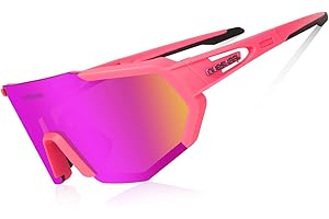 Queshark Lunettes de Sport Polarisées pour Hommes Femmes Avec 3 ou 5 Lentilles pour le Cyclisme, la Pêche, le Golf, la Conduite