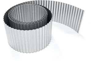 Lacewing 5m Galvanised Lawn Aluzinc Edging Corrugated Rolls - H16.5cm - Rust Proof Corrugated Flexible Aluzinc Design Path Edging Roll Eliminate Lawn Edge Trimming Reduce Weed Transfer
