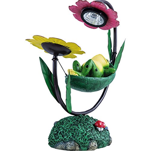 insatech Solar LED Leuchte Frosch LUMMI auf Hängematte Solarfrosch Gartenleuchte - 3