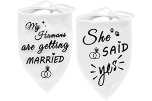 ASOCEA Bandana per Cani Bavaglini Triangolari Gatto Domestico Fazzoletto di Fidanzamento di Nozze Sciarpa Con Colletto per Gattino Accessori Insieme a I Miei Umani Si Sposano Ha Detto Di Sì-2 Pezzi