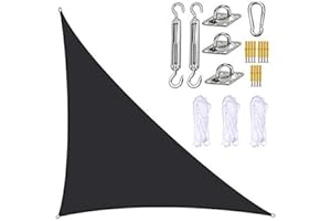 BXFUL Garden Sail Canopy, Triangle Sun Sail Shade with Fixing Kit, 3 Ropes, Waterproof, UV Block, Right Angle Garden Shade Sails Sunshade Awnings for Outdoor Patios (Black,3m x 3m x 4.3m)
