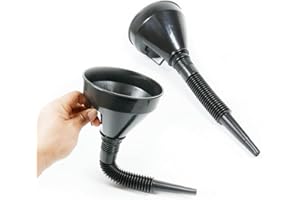 DROTAYARD Car Automotive Oil and Household Uses Car Plastic Funnel Petrol Diesel With Wide Spout W/Extendable Flexible Spout (Black)