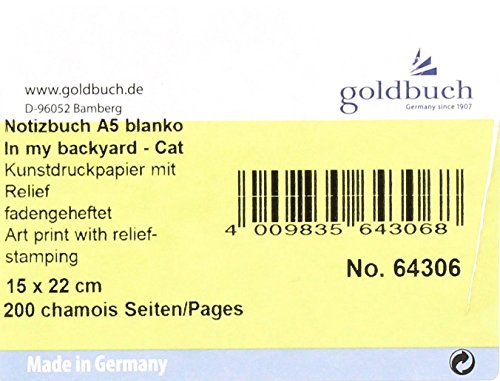 Goldbuch, Notizbuch A5, 200 chamois Seiten blanko, In my Backyard- Cat, Bunt, 64306 - 6