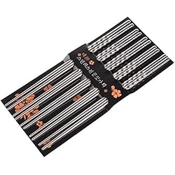 Cozyswan 5 Paires Baguettes en Acier Inoxydable Pour Les Plats