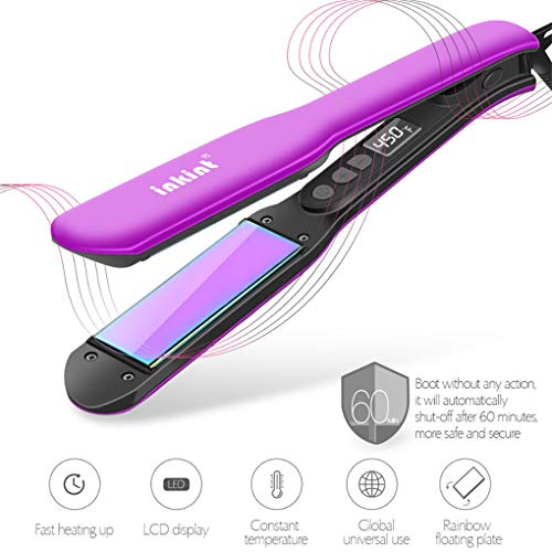 Piastra Capelli Lisci Ceramica,Bellissima e Professionale Larga 40mm Digitale con Display LCD,248 ° F ~ 450 ° F Regolabile (12 file),Piastra per Capelli da Viaggio in Ceramica,Viola