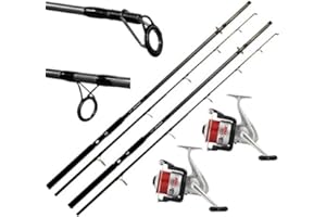 Lineaffe 2 LINEAEFFE SEA HAWK FISHING ROD 12FT + 2 LARGE SILK 70 SEA REELS SURF BEACH