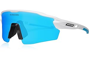 Queshark Occhiali Ciclismo Uomo e Donna, Occhiali Veloci Polarizzati, Con 1 Lenti o 4 lenti Intercambiabili, TR90 Montatura, UV400 Occhiali Sportivi Uomo per Ciclismo, Corsa, Pesca, Baseball, Sci