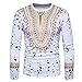 Produktbild Shirt Herren,Binggong Männer Casual African Print O-Ausschnitt Pullover langärmelige T-Shirt Top Bluse Elegant Shrit Tops Mode Bluse Stilvoll Hemd Freizeit Bekleidung Reizvolle (Weiß, M)