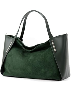 modamoda de - ital. Ledertasche Shopper Schultertasche Tragetasche Echtleder Wildleder T126