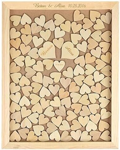 Alternatives Wedding Guest Book Frame Custom Drop Box Guest Book Bride Groom Guest Book with Wooden Hearts Wedding Decor Gifts