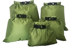 CAILIYA CAILI 5 Bolsas Secas, Bolsa Impermeable de Cinco Piezas a la Deriva, Verde Militar Adecuado para Nadar, Navegar, Hacer Rafting, Acampar, Hacer Kayak, IR de Excursión(1.5L /2.5L /3.5L /4.5L /6L)