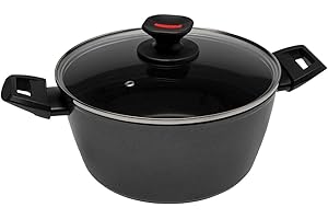 Zanetti Evolution Casseruola per Induzione Diametro 24 cm, Fondo Antiaderente, Alto Spessore, Casseruola con Coperchio, Impugnatura Comoda Due Maniglie, Nero