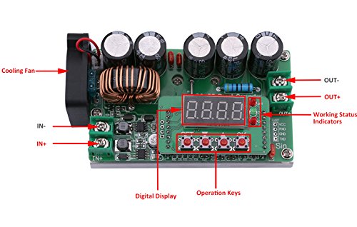Yeeco Numerisch Steuern DC DC Steigern Stromspannung MKonverter, 6-60V bis 6-90V 10A 600W Aufsteigen Stromspannung Regler Stablizer CC CV Leistung Transformator Liefern Modul Tafel Voltmeter Amperemeter mit Hitze Dissipation Ventilator - 6