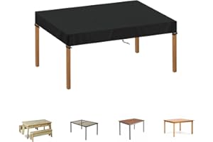 SIMPHAUS Bache de Protection Table de Jardin Bache de Protection Exterieur pour Table de Jardin Bache Salon de Jardin Exterieur Impermeable Housse de Table de Jardin Rectangulaire 110x70x15cm