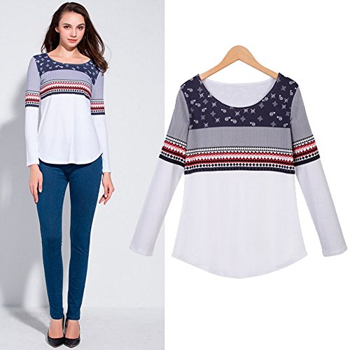 OS12 Women Autumn The New Long sleeve T-Shirt (S, WHITE)