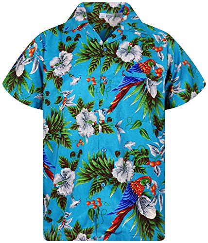 V.H.O. Funky Camisa Hawaiana, CherryParrot, Turquesa, L