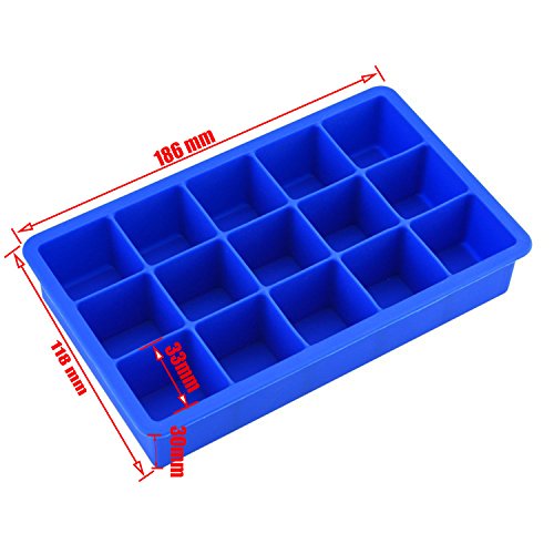Bermud 4 Stück Wiederverwendbar 15-Fach Silikon Eiswürfelformen Eiswürfelform Gefrierformen Eiswürfelbehälter für Eiswürfel, Schokoladenform, Eiswürfel Maße von 33x33mm - 4
