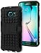 Produktbild Galaxy S6 Edge Handy Case, Bastex Heavy Duty Rugged Schwarz Silikon Cover Hartschale Schwarz Reifenprofil Schutzhülle mit Standfunktion für Samsung Galaxy S6 Edge G925