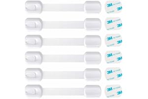 AIFRYMNE Child Safety Locks, 6-Pack - Adjustable, Multi-Purpose Baby Proofing Cabinet Locks with Strong 3M Adhesive - Suitable for Cabinets, Drawers, Appliances - No Tools Required, Easy Installation
