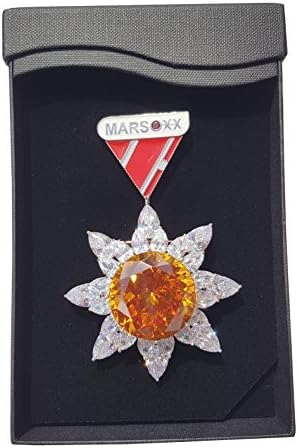 MARSOXX Jewelery Medal HonorCitrine Unique Brooch 26 Cubic Zirconia Citrine Large Yellow Zirconia Men's Jewelry Medal of Honor Pin Suit Rhodium Plated Drag Queen