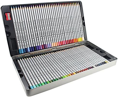 Taotree 72 Colour Art Drawing Pencil Marco Raffine Pencils Set Colouring Pencils in Metal Box for Secret Garden Colouring Book Manga Creation (Not Included) / Artists Sketching Drawing Writing, Pack of 72