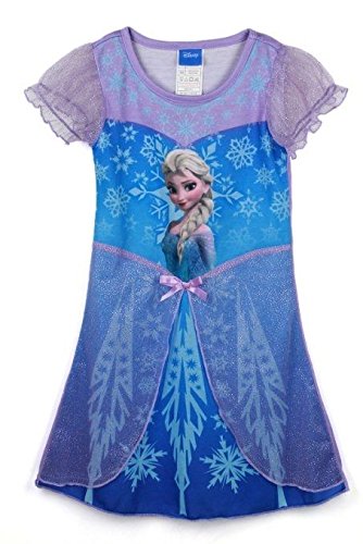 B-Creative Frozen Night Dress Nightie blue Disney Elsa new Summer Dress girls Christmas
