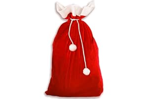 Jonami Hotte de Père Noël - 1 Grand Sac Cadeau de Noel Rouge en Velour Sacs Cadeaux Rouge et Blanc Deguisement pour la Fête de Noel (70 x 110 cm)