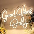 VYNES Good Vibes Only LED Neon Signs Light LED Art Decorative Sign Wall Decor, Home Decor for Wedding Party Kids Room Living Room House Bar Pub Hotel Beach (18 x 12 In) Warm White