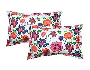 Home Colors Cotton Floral Pillow Covers (45 x 70cm, Multicolour)