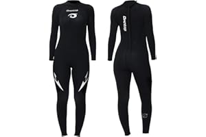 Owntop Damski Pełna Długość Piankowego Kombinezonu 3/2mm, Ultra Elastyczny Zimowy Kombinezon Z Długim Rękawem, Kombinezon do Surfingu i Nurkowania z Neoprenu dla Dorosłych, Kobiety Czarny 3XL