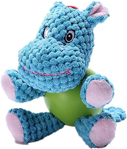 Ltuotu Dog Squeaker Toys for Aggressive Chewers Boredom Indestructible Small and Medium Dogs (Blue Hippo)